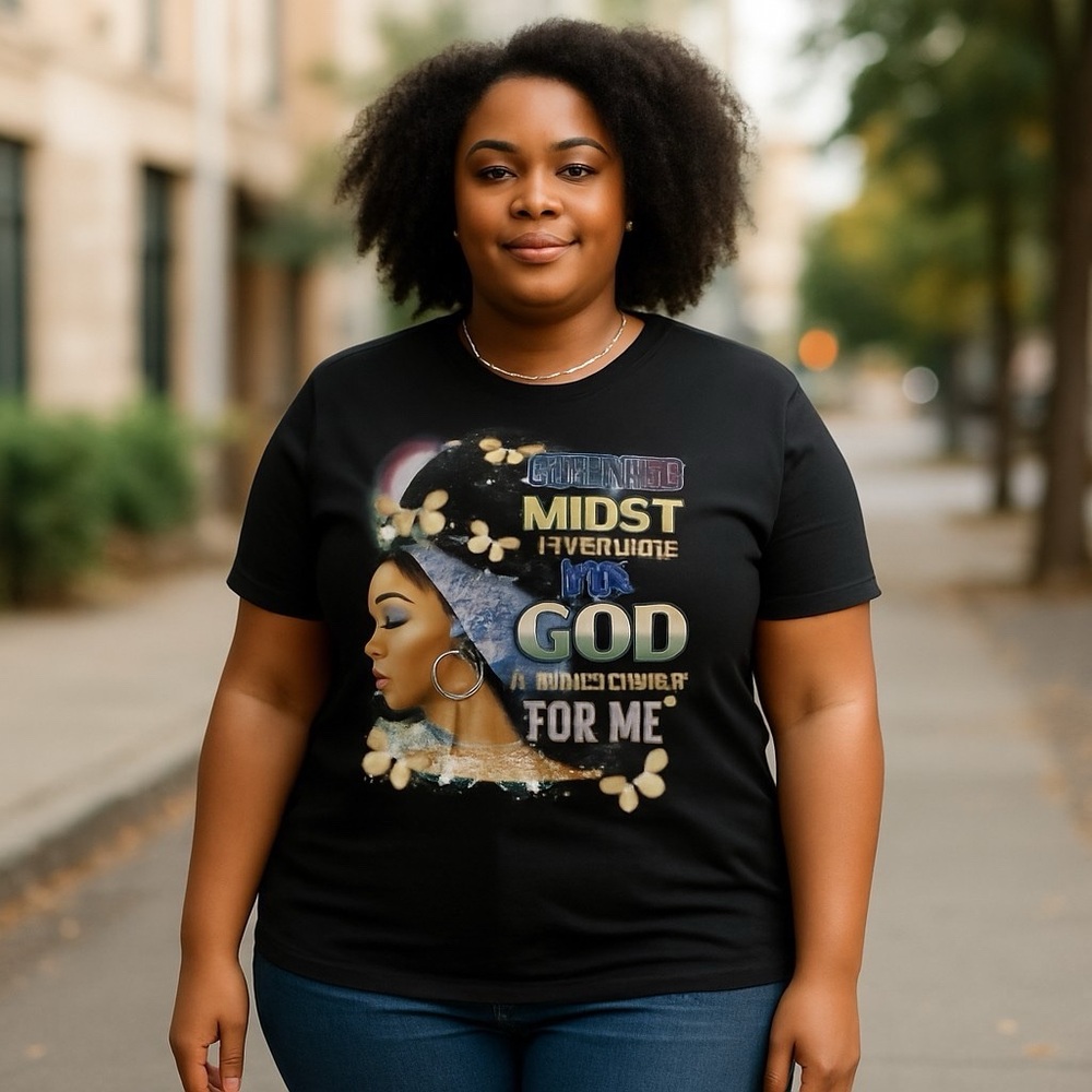 Black Graphic Tee with Inspirational Print